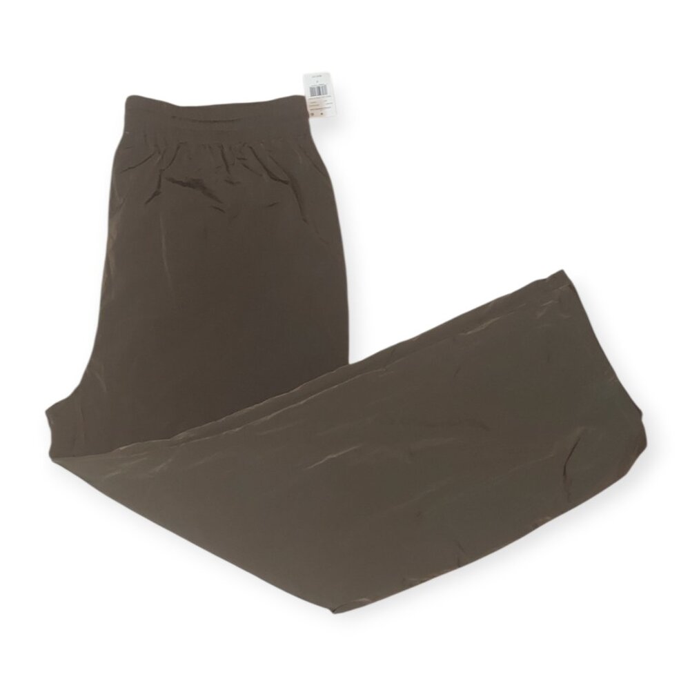 Good American Wide Leg Track Pants Mocha Brown Elastic Waist Size 5 / 2XL